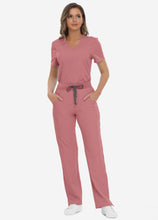 Load image into Gallery viewer, Women's Classic V-Neck Scrub Set with 7 Pockets in Pink