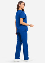 Load image into Gallery viewer, Women's Classic V-Neck Scrub Set with 7 Pockets in Blue