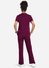 Load image into Gallery viewer, Women's Classic V-Neck Scrub Set with 7 Pockets in Wine Red