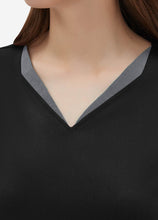 Load image into Gallery viewer, Women's Double-Layer V-Neck Scrub Top with 4 Pockets in Black