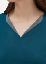 Load image into Gallery viewer, Women's Double-Layer V-Neck Scrub Top with 4 Pockets in Peacock Blue