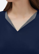 Load image into Gallery viewer, Women's Double-Layer V-Neck Scrub Top with 4 Pockets in Navy