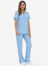 Load image into Gallery viewer, Women's Classic V-Neck Scrub Set with 7 Pockets in Ceil Blue