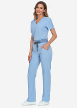Load image into Gallery viewer, Women's Classic V-Neck Scrub Set with 7 Pockets in Ceil Blue