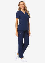 Load image into Gallery viewer, Women's Classic V-Neck Scrub Set with 7 Pockets in Navy