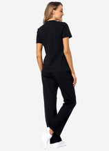 Load image into Gallery viewer, Women's Classic V-Neck Scrub Set with 7 Pockets in Black