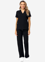 Load image into Gallery viewer, Women's Classic V-Neck Scrub Set with 7 Pockets in Black