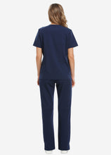 Load image into Gallery viewer, Women's Classic V-Neck Scrub Set with 7 Pockets in Navy
