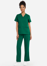 Load image into Gallery viewer, Women's Classic V-Neck Scrub Set with 7 Pockets in Forest Green