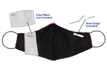 Load image into Gallery viewer, Black Sequin Fitted Face Mask with Filter Pocket