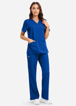 Load image into Gallery viewer, Women&#39;s Classic V-Neck Scrub Set with 7 Pockets in Blue
