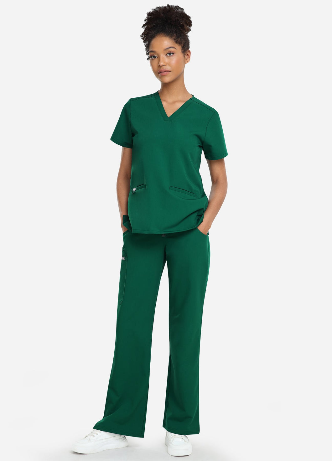 Women's Classic V-Neck Scrub Set with 7 Pockets in Forest Green True PPE Women's Classic V-Neck Scrub Set with 7 Pockets in Forest Green True PPE