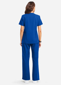 Women's Classic V-Neck Scrub Set with 7 Pockets in Blue