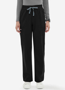 Women's Straight Scrub Pants with 6 Pockets in Black