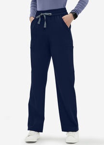 Women's Straight Scrub Pants with 6 Pockets in Navy