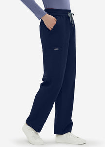 Women's Straight Scrub Pants with 6 Pockets in Navy