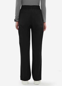 Women's Straight Scrub Pants with 6 Pockets in Black