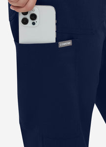 Women's Straight Scrub Pants with 6 Pockets in Navy