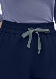Women's Straight Scrub Pants with 6 Pockets in Navy