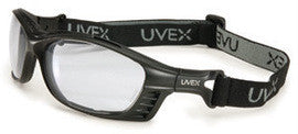 Uvex Livewire Safety Glasses - Matte Black Frame, Clear Lens, Head Strap