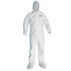 KLEENGUARD* A45 White Coveralls by Kimberly-Clark Professional*: 4X Size, Front Zipper Closure, and Built-In Respirator Fit for Breathable Liquid and Particle Protection
