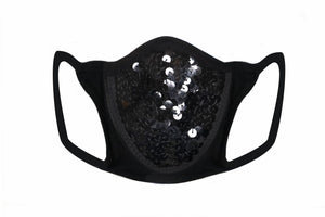 Black Sequin & Lycra Face Mask With Filter